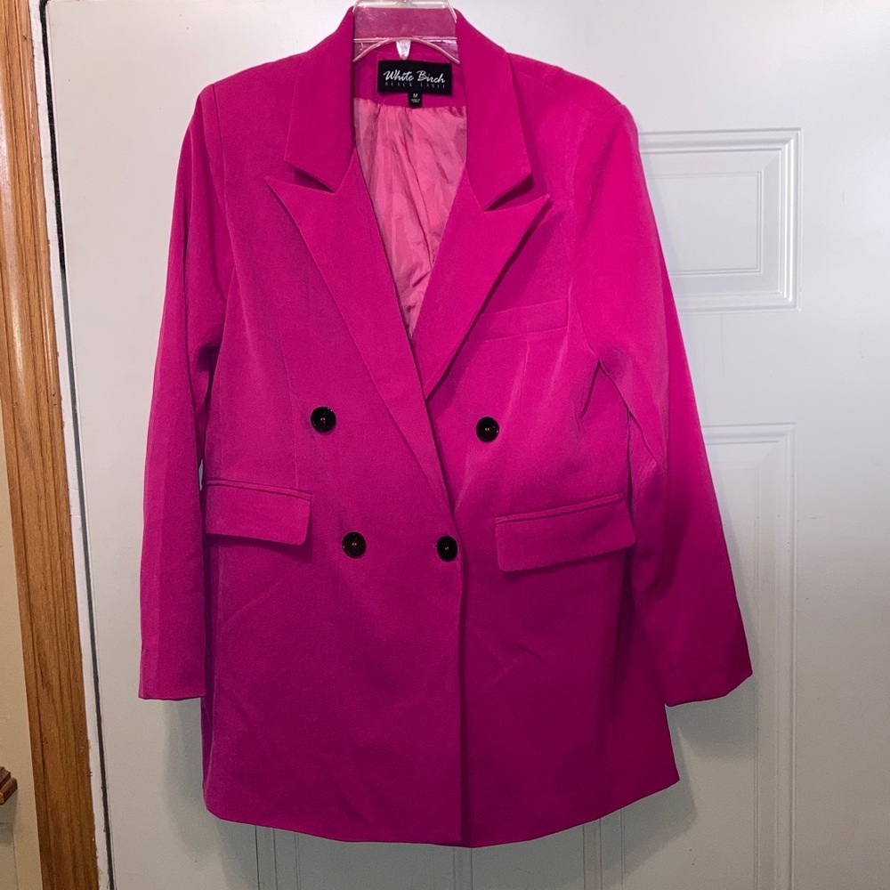 White Birch Fuchsia Double-Breasted Blazer M